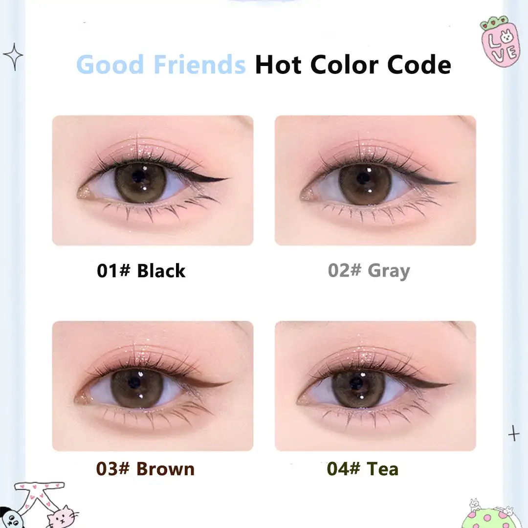 FLORTTE Good Friends Club Eyeliner Pencil Multi-use rotating multi-directional liquid eyeliner pen slim anti-smudge eyeliner