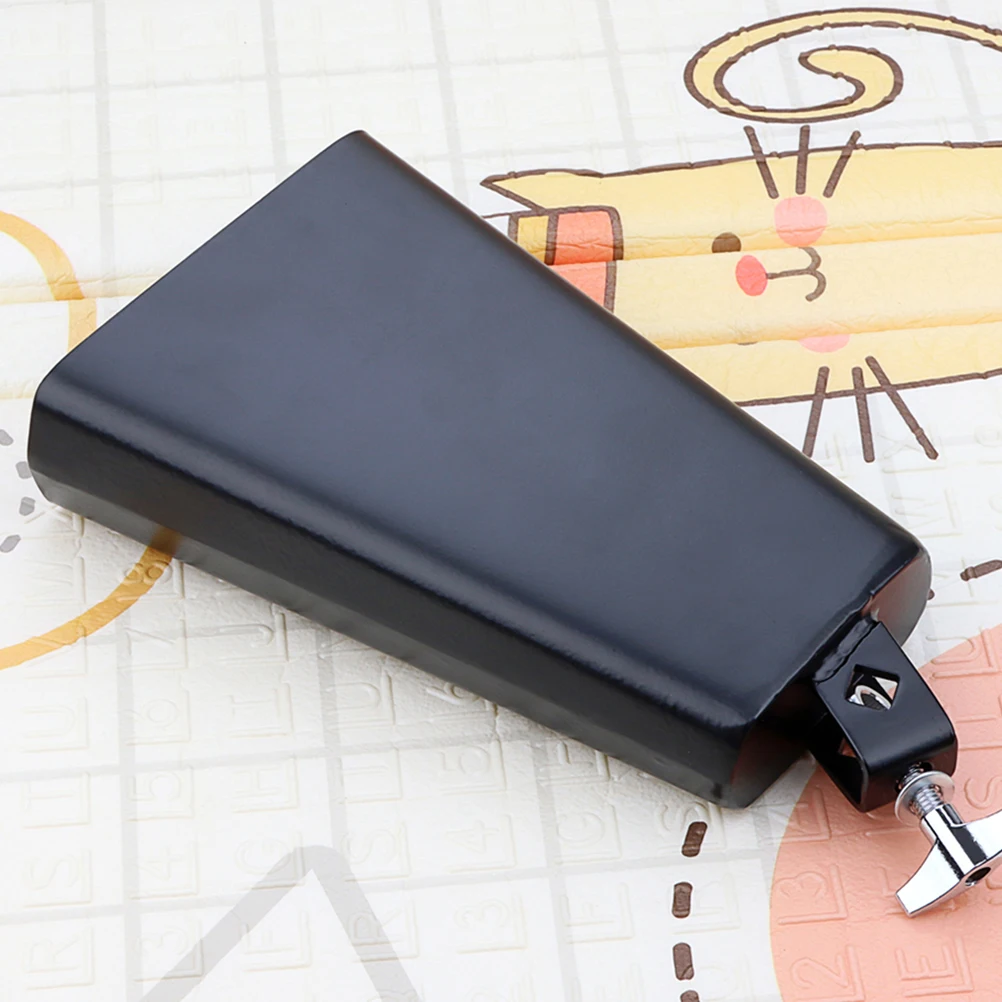 Cowbell preto para conjunto de tambor, acessórios de instrumento de percussão de metal, brinquedo musical, ferramenta de treinamento de ritmo, educacional para crianças