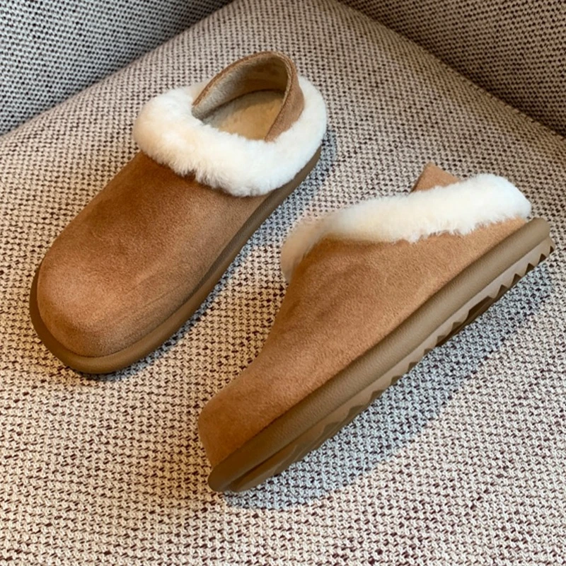 

Fur Women's Snow Boots Suede Flats Short Plush Cotton Shoes Suede Casual Designer Woman Botas 2025 Winter Cozy Boots De Mujer