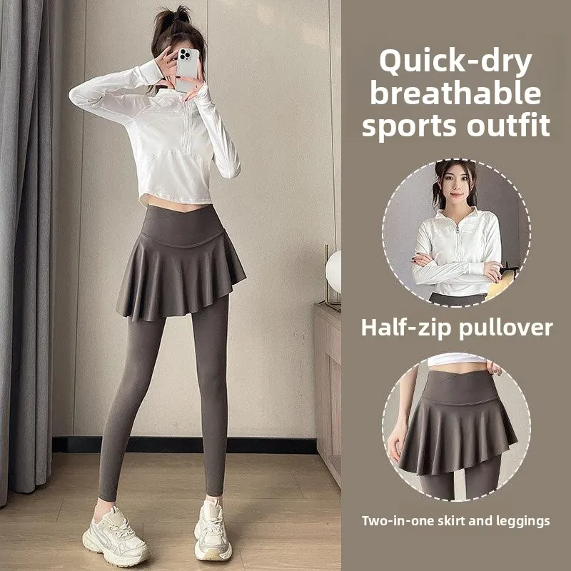 Profional Running Yoga Clothes Set Women's New Sle Fitn Qui Dry Morning Run Suit High-End Sensation Sportswear