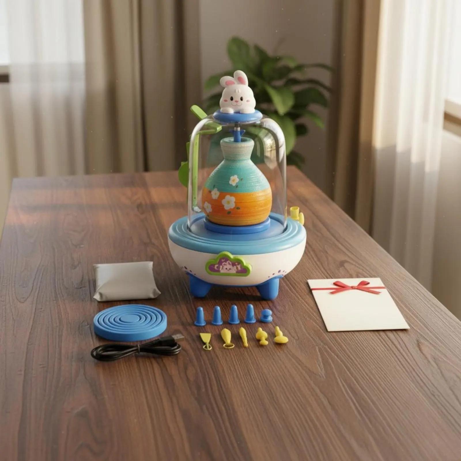 Torno de cerámica manual para niños - kit de manualidades para casa - imagen 4
