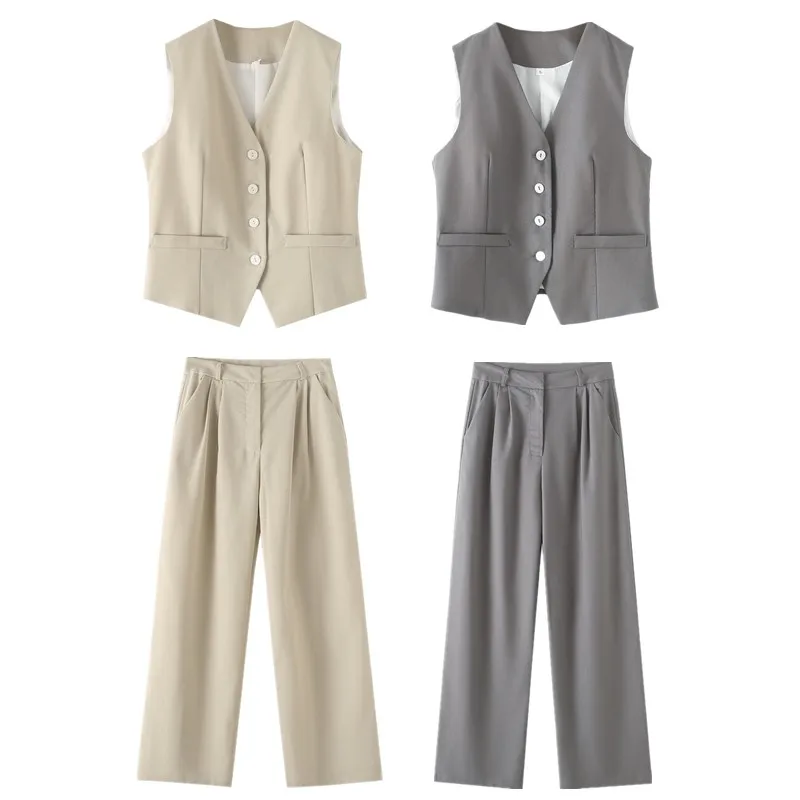 Conjunto de ceco adeazante y plones largos para mujer, ropa de trabajo versátil para ir al trabajo, cintura media, m...