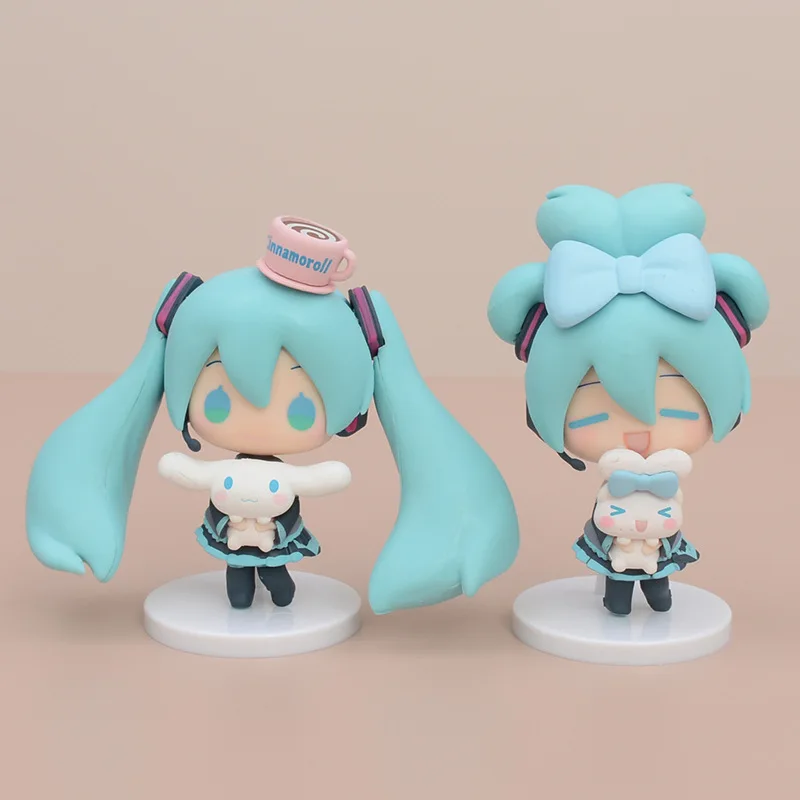 Hatsune Miku Anime Figure Miku With Cinnamoroll Figure Cute Statue Collection PVC Model Q Doll Decoration Toys Birthday Gifts