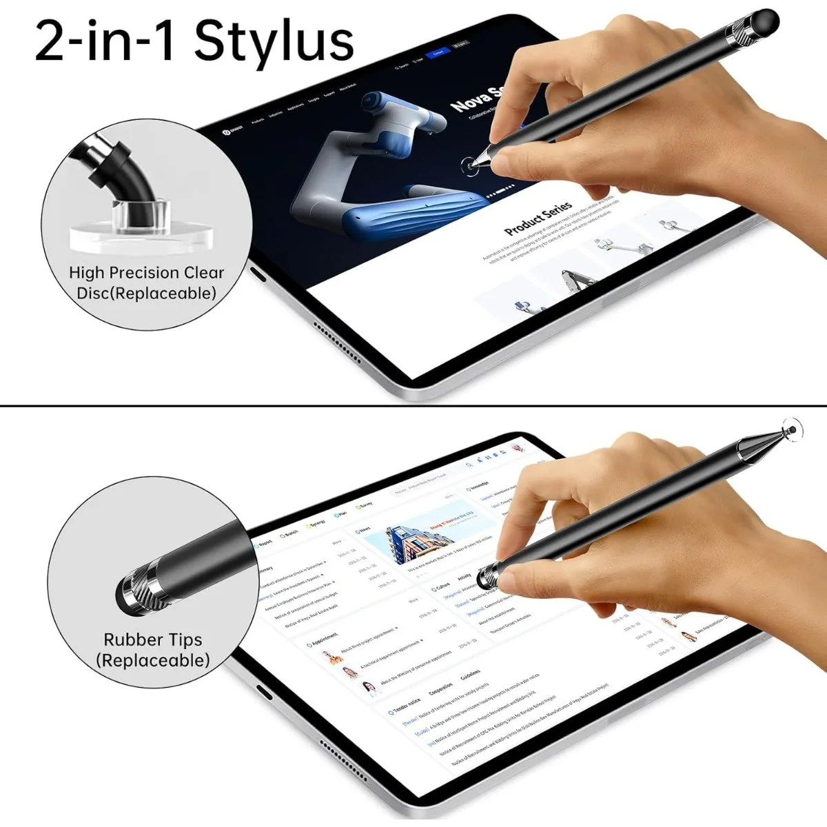 Stylus (5 Pcs), 2-in-1 Stylus Pen for Touch Screen, High Precision and Sensitivity, Suitable for iPhone/ipad/Android Tablets