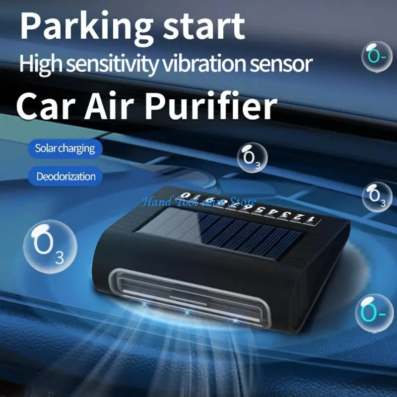 H37F Solar Instrument-Panel Air Purification Device with Parking Number Display, USB Port and ABS Housing for Routine Vehicle