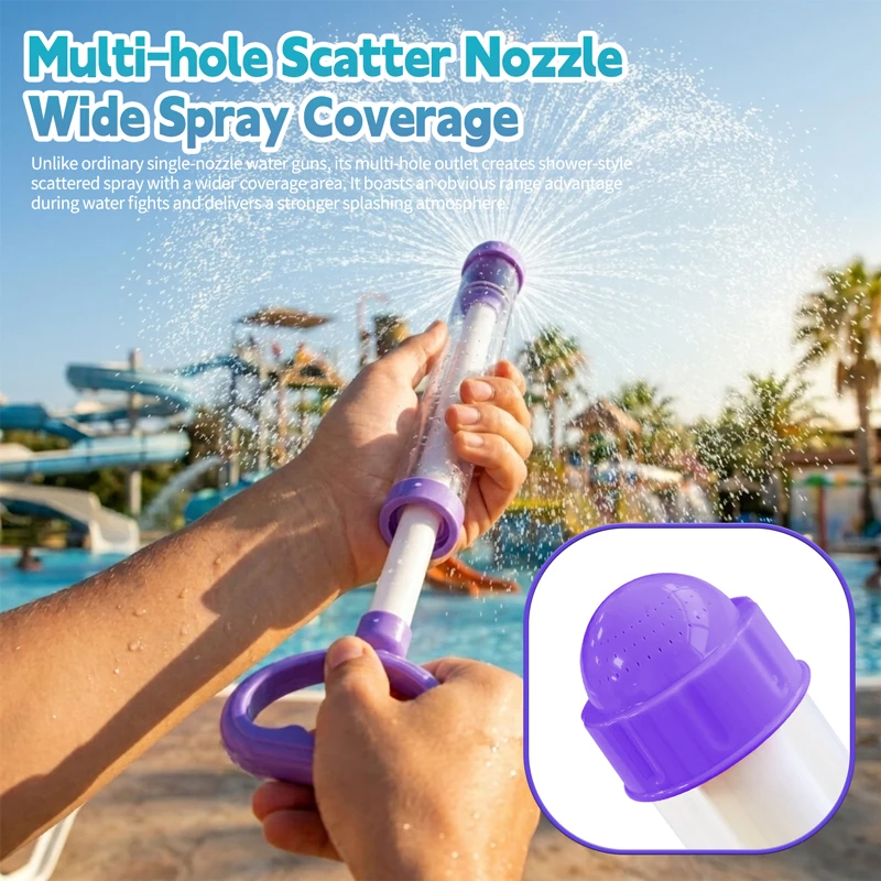 Wide Scatter Spray Water Blaster Pull Out Water Soaker Transparent Tube Summer Pool Beach Water Fight Toy for Adults Party Game
