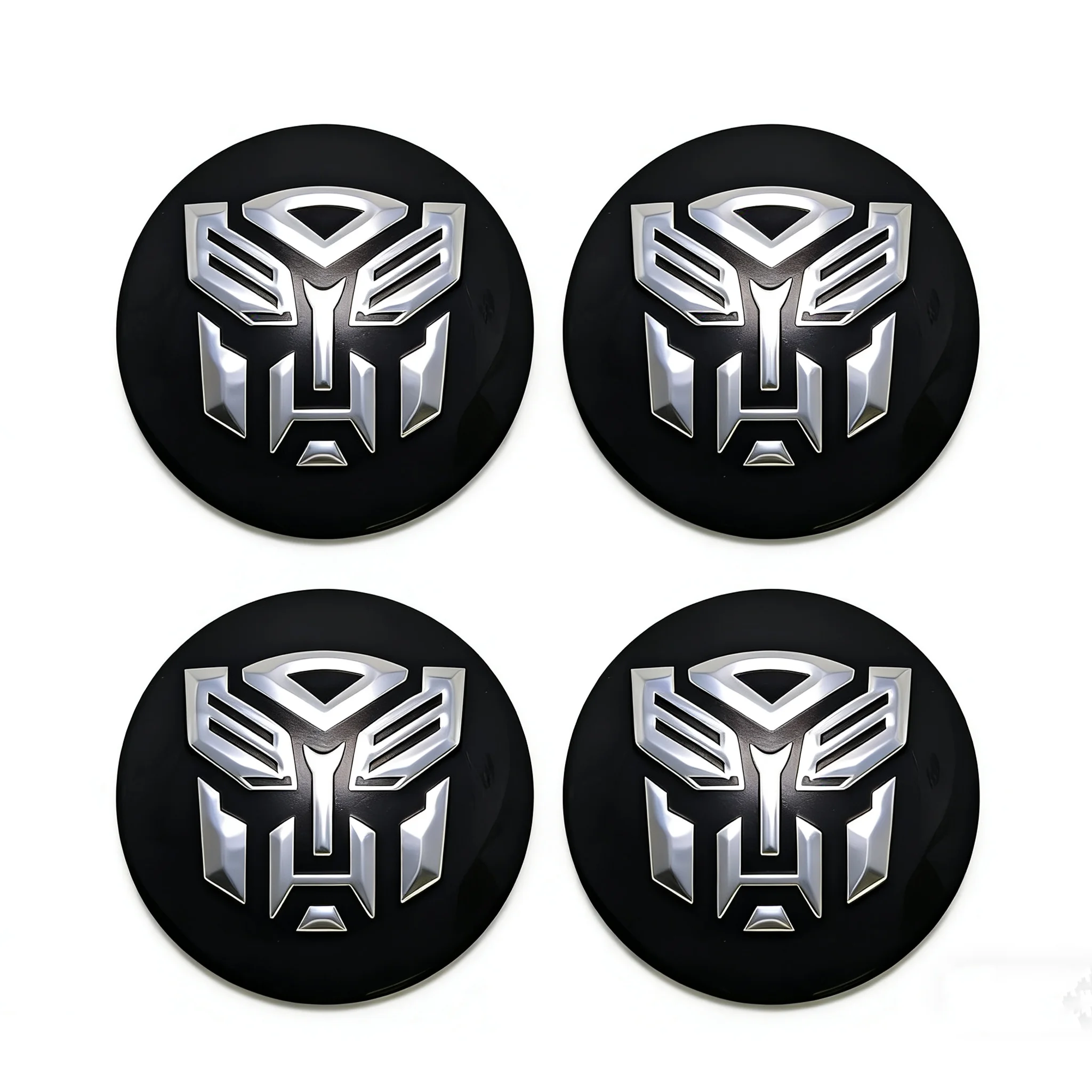 4PC/Set 56mm 3D Aluminum Car Wheel Hub Stickers Mecha Symbol Tire Center Decorations Suitable for Sedans SUVs Racing Decoration