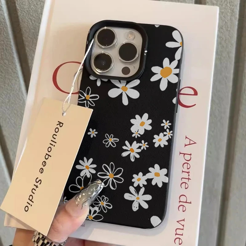 로맨틱 데이지 꽃 패션 폰 케이스 아이폰 17 에어 16 15 13 11 14 12 플러스 프로 맥스 XR XS 충격 방지 TPU 커버