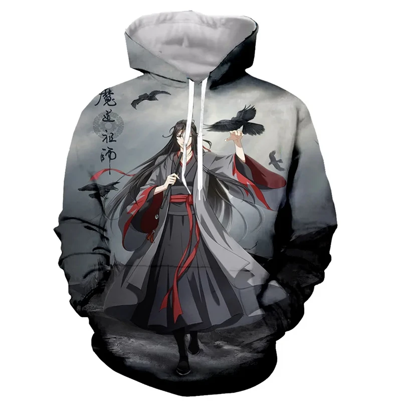 

China Comics Mo Dao Zu Shi 3d Graphic Men's Baggy Hoodie Casual Oversized Pullover Popular Streetwear Fashion Trend Men Clothing