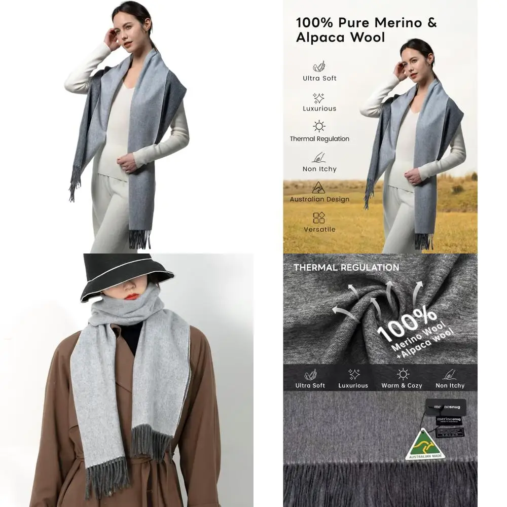 شال فاخر من صوف ميرينو والألبكة، غلاف ناعم يشبه الكشمير للنساء، هدية وشاح كبير للسفر #1