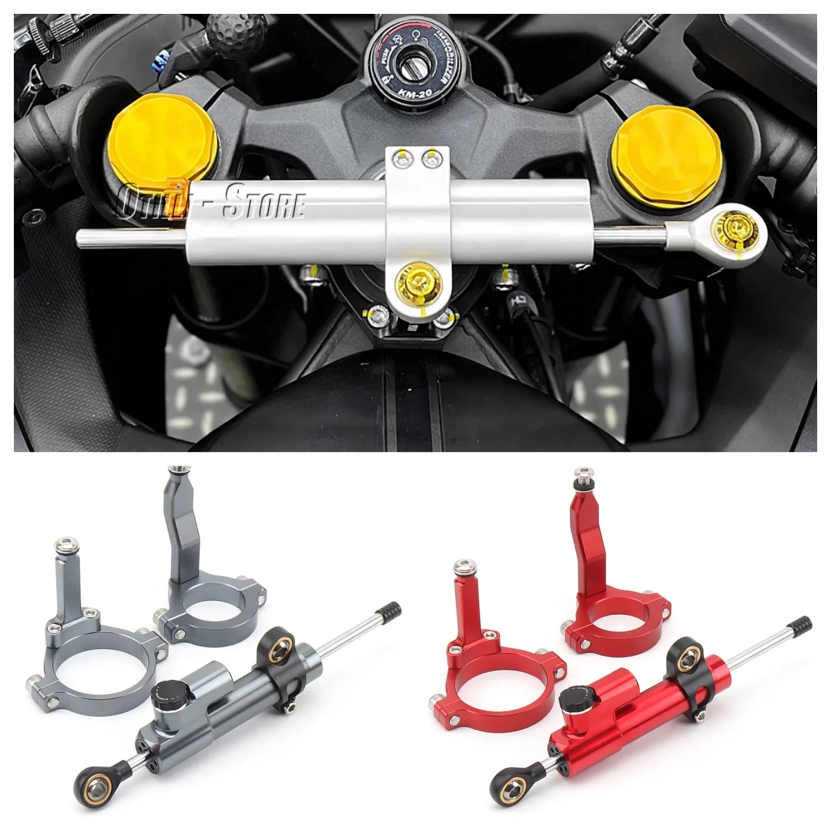 

Motorcycle CNC Aluminum Steering Damper Stabilizer Mounting Bracket For Kawasaki ZX4R ZX4RR ZX-4R ZX-4RR ZX 4R 4RR 2023 2024