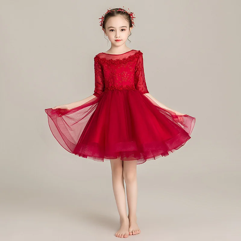 Girl Dress Kids Party Birthday Evening Gown Cotton 2024 Fashion Spring Autumn Christmas Gift Flower Girl Dress Children Clothing