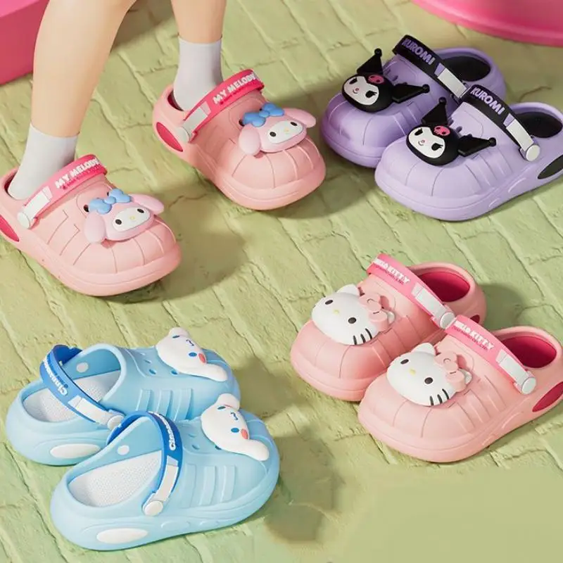 

Sanrio Kawaii Hello Kitty Children's Sandals Girl Slipper Summer Melody Outdoor Shoes Child Wear Resistant Soft Comfortable Gift