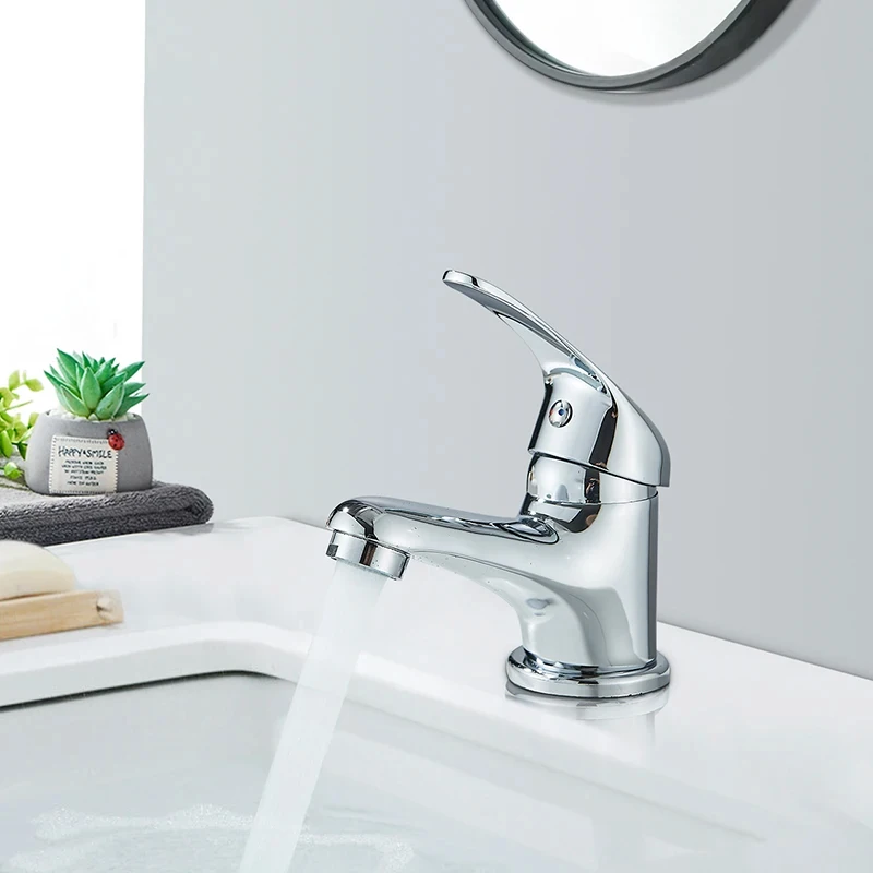 Wanmivezlo Chromed Bathroom Faucet Hot and Cold Water Basin Faucest Face Wash Tap Deck Mounted Basin Mixer Water Taps