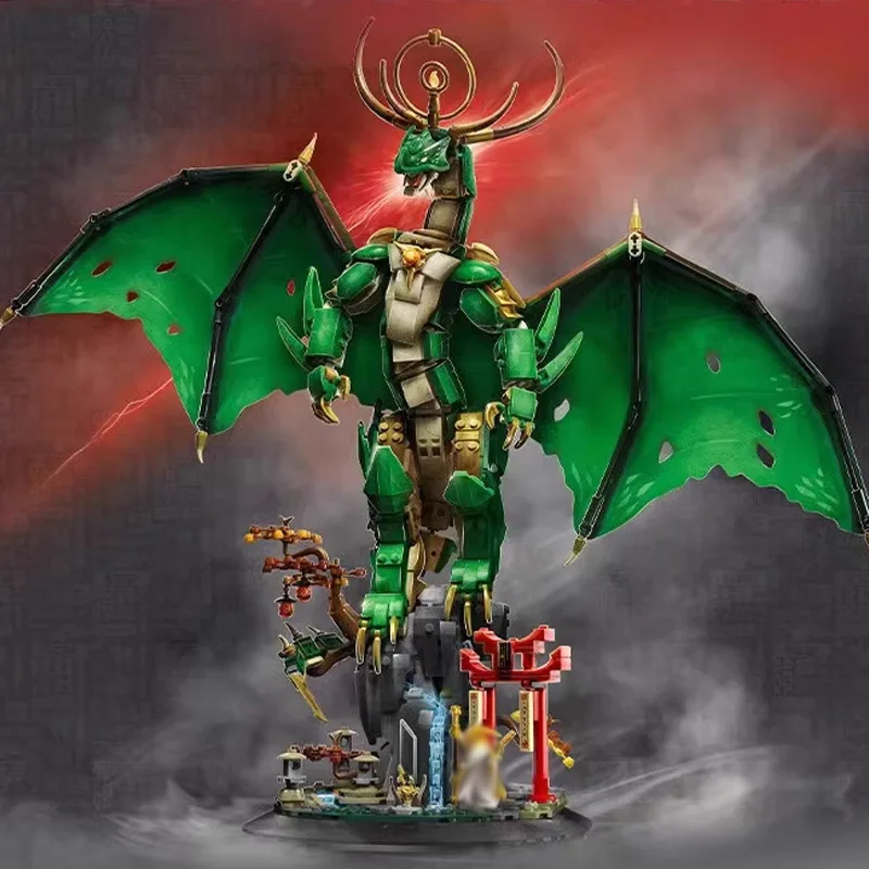 

1650PCS 2025 New In Stock Building Blocks Green Guardian Dragon Boy Assembled Toy Birthday Christmas Decoration Gift