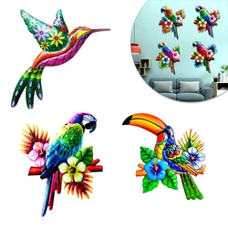 Metal Bird Home Wall Pendant Art Sculpture Outdoor Hanging Ornament Big Hummingbird Parrot For Garden Hanging Wall Decoration
