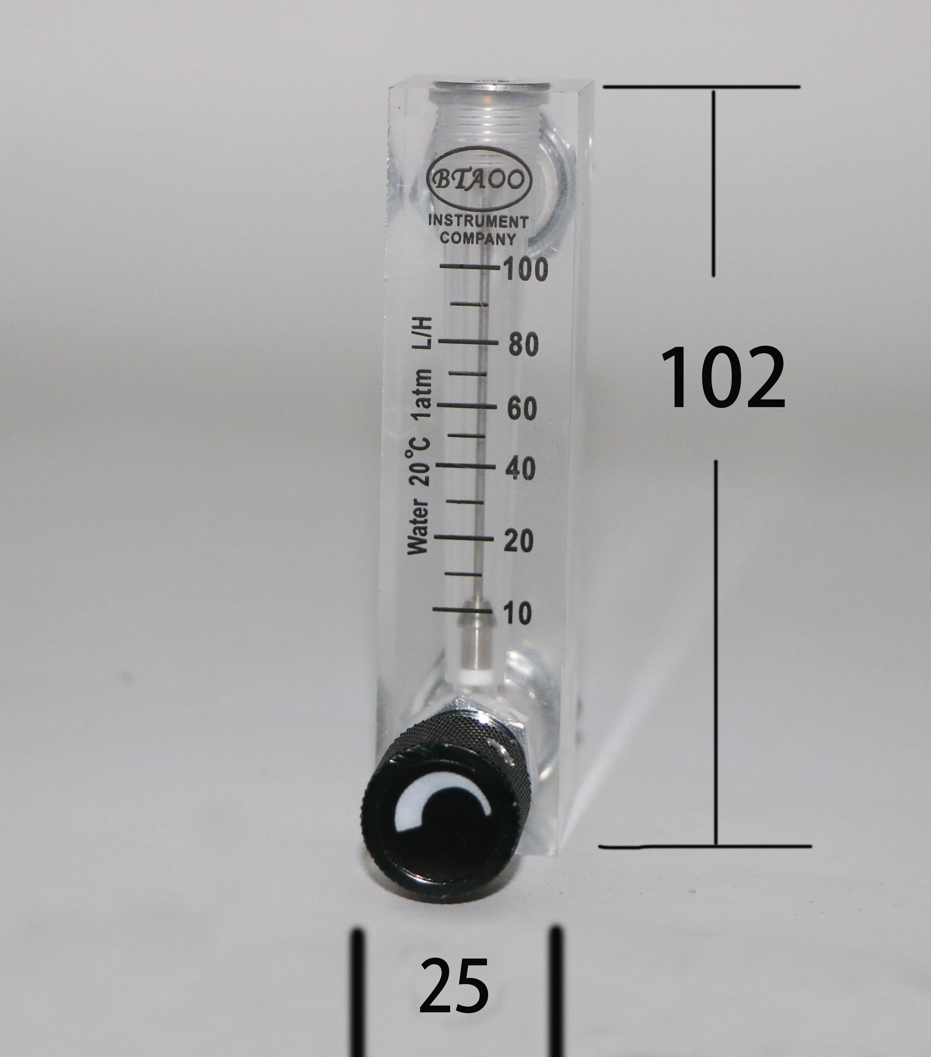 Durchflussmesser 1/4" BSP Femael 6-1000 ml 0,1-100L pro Minute LZM-6T Gas Luft Flüssigkeit Wasser Acryl Durchflussmesser Rotameter mit Regelventil – Detail 2