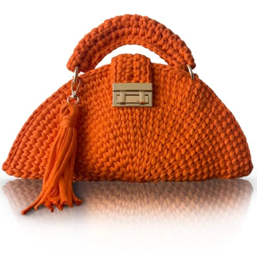 CHQEL Evening Clutch Bag for Women Handmade Crochet Wedding Party Purse Small Flap Formal Crossbody Handbag Evening Clutch