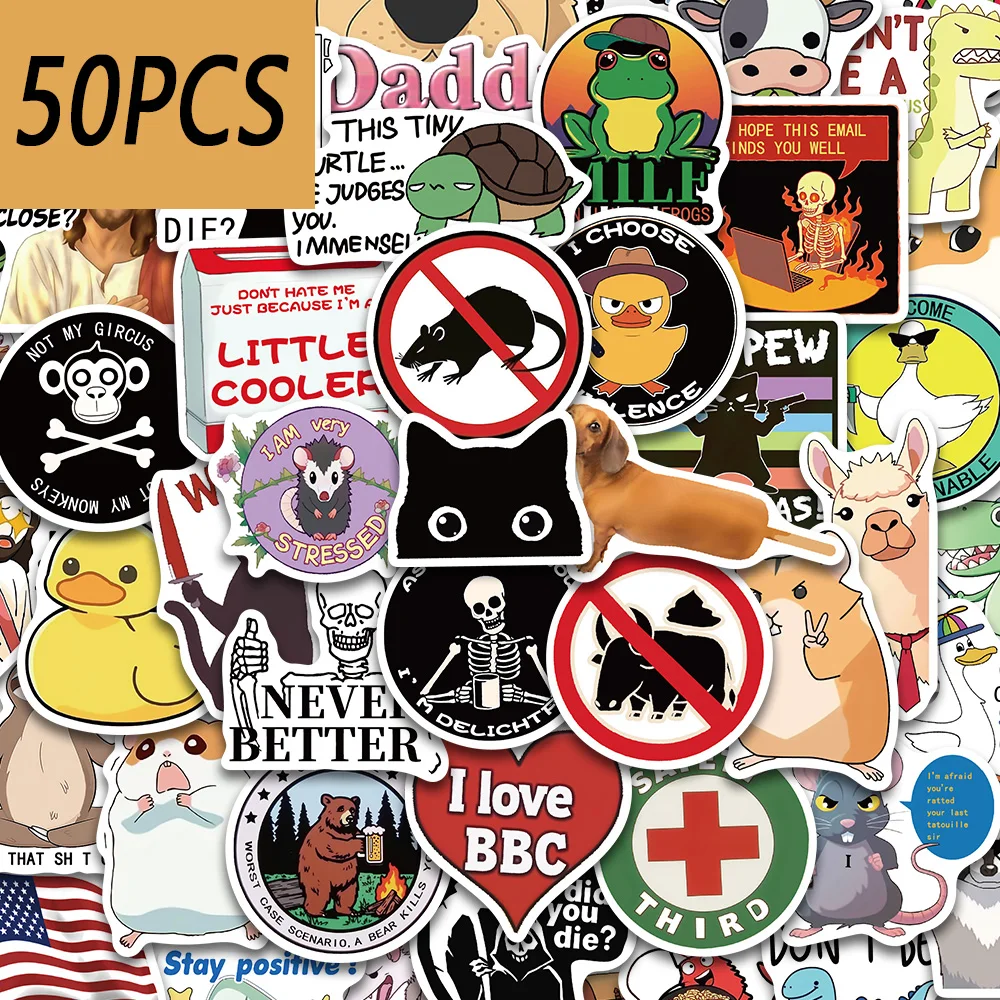 50pcs Adult Fun Text Series Stickers, suitable for decorating phone cases, suitcases, notebooks, water cups, Waterproof Stickers