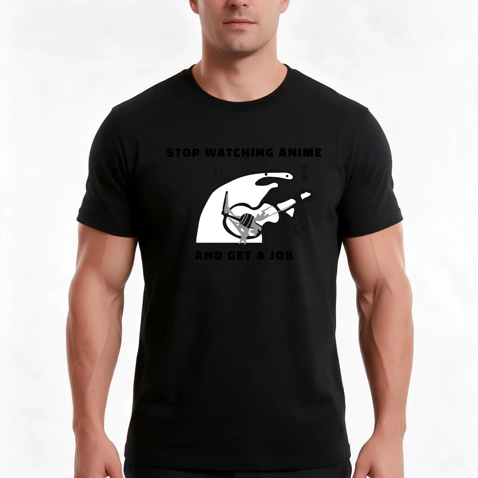 Stop watching anime and get a job shirt Jobs from Stop Watching T-Shirt, Summer Casual Cotton Tee, Oversized Streetwear Tops