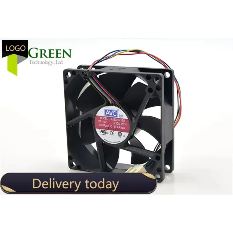 pa The Original AVC DL08025R12U 8025 80MM 80*80*25MM  Comptuter CPU Case Cooling fan 12V 0.5A  with 4pin pwm