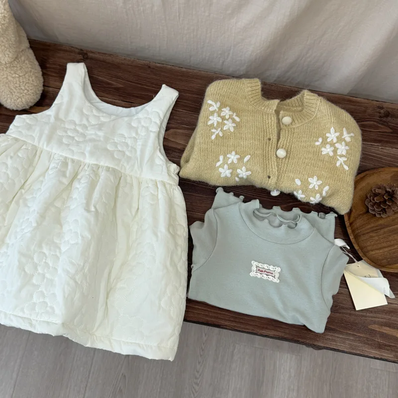 Girls Dress Korean Version Autumn and Winter Vest Sleeveless Western-style Cute Dress Sweet Daily Layering Outfit