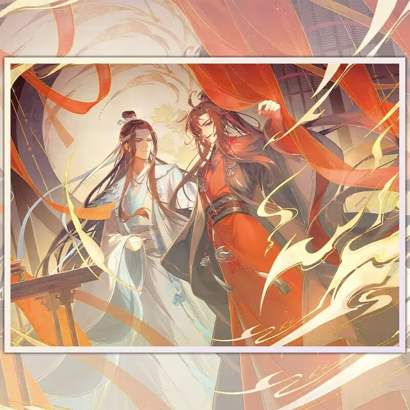 ورق ملون محيطي "مو داو زو شي" أزرق وانغ جي وي ووشيان على الطراز القديم ياوي فن مروحة غو زي "سيد المسار الشيطاني