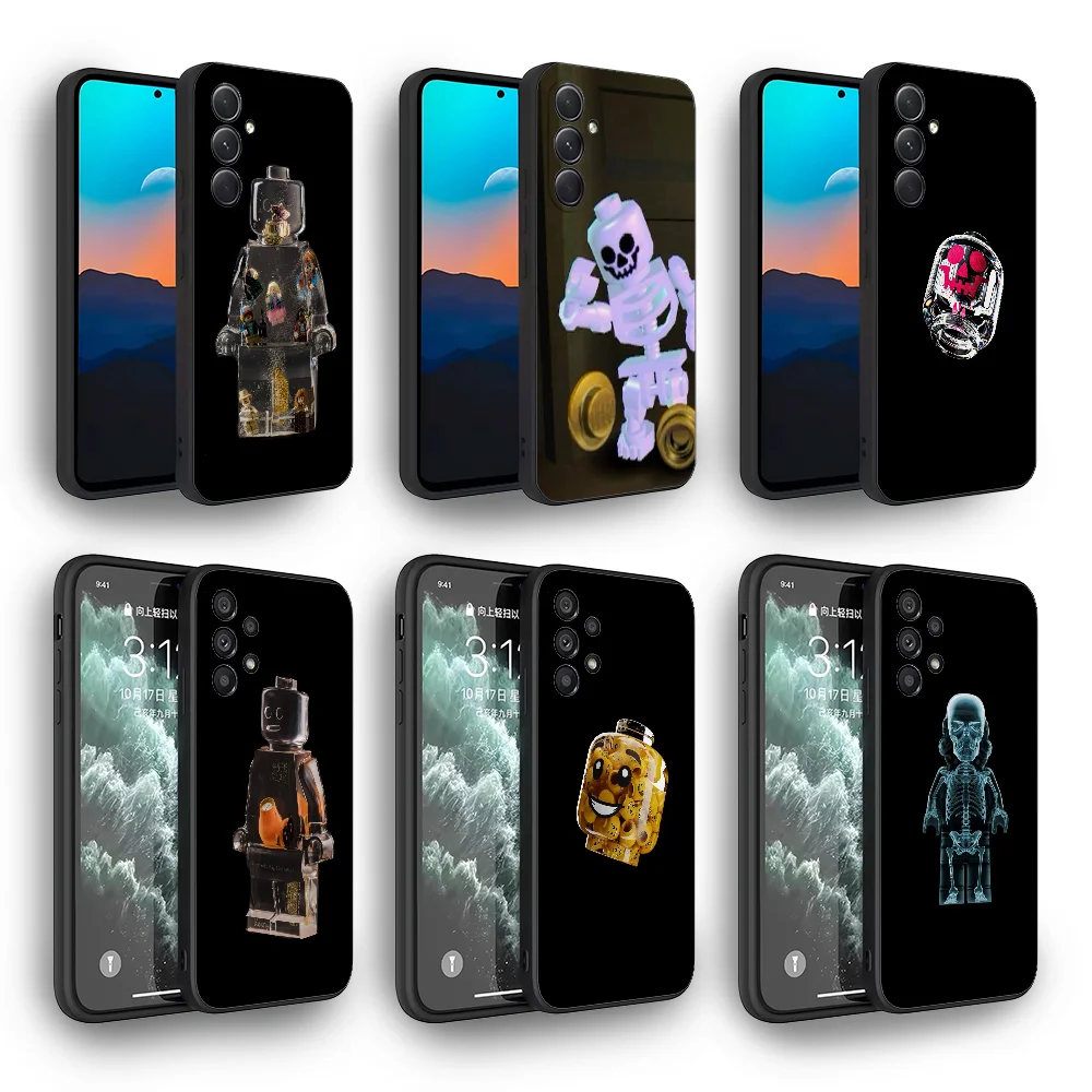 Anime Us L-Lego Head 3D Phone Case For Samsung Galaxy S25 S24 S23 S22 S21 PLUS ULTRA