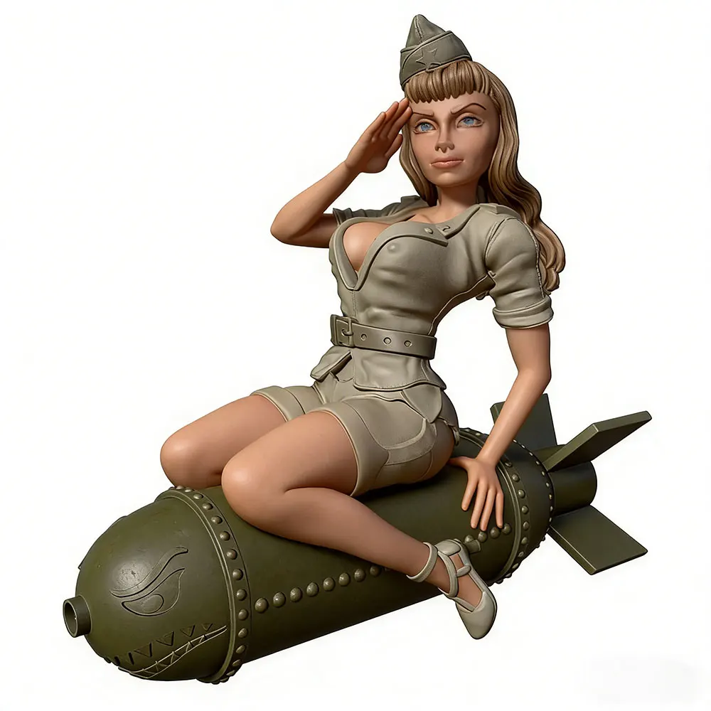 1/24 Scale Miniature Resin Model Figure, Female Officer Model, Size 75mm, Unpainted Resin Model That Requires Hand Painting, Perfect for Role-Playing Games and Collecting.