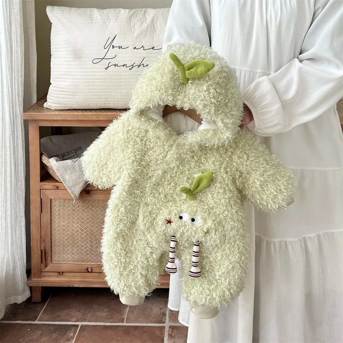 

Корейская одежда для малышей 0-2 лет, хлопковый костюм, осенне-зимняя теплая повседневная одежда на молнии с высокой талией