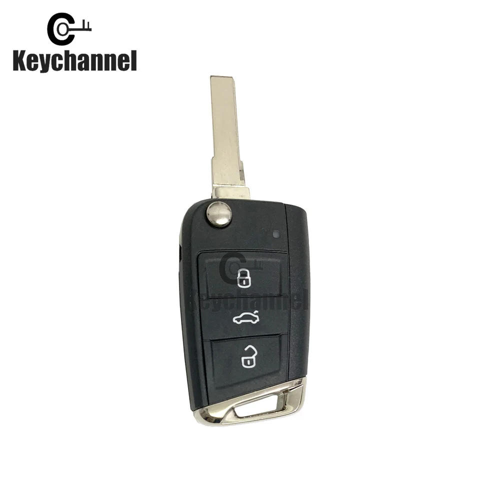 1pcs 3 Buttons MQB Key Shell Car Remote Case for Golf MK7 Golf 6 Tiguan Skoda Seat Replacement Flip Remote Case With HU66 Blade