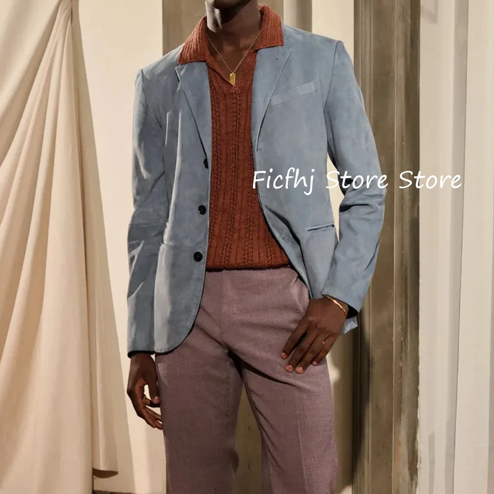 

Мужские костюмы, повседневные и стильные новые костюмы и пиджаки для мужчин, костюмы с прямыми карманами и воротником из замши, костюмы с тремя пуговицами