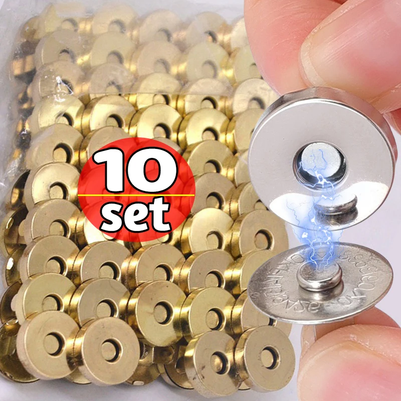 20sets/lot Magnetic Snap Fasteners Clasps Buttons Handbag Purse Wallet Craft Bags Parts Accessories Adsorption Buckle 14mm 18mm