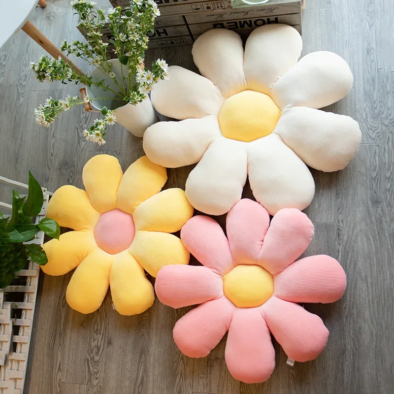 

INS Hot 50/60/80cm Daisy Plush Pillow Down Cotton Flower Plant Shaped Seat Cushion Indoor Floor Mat Decor