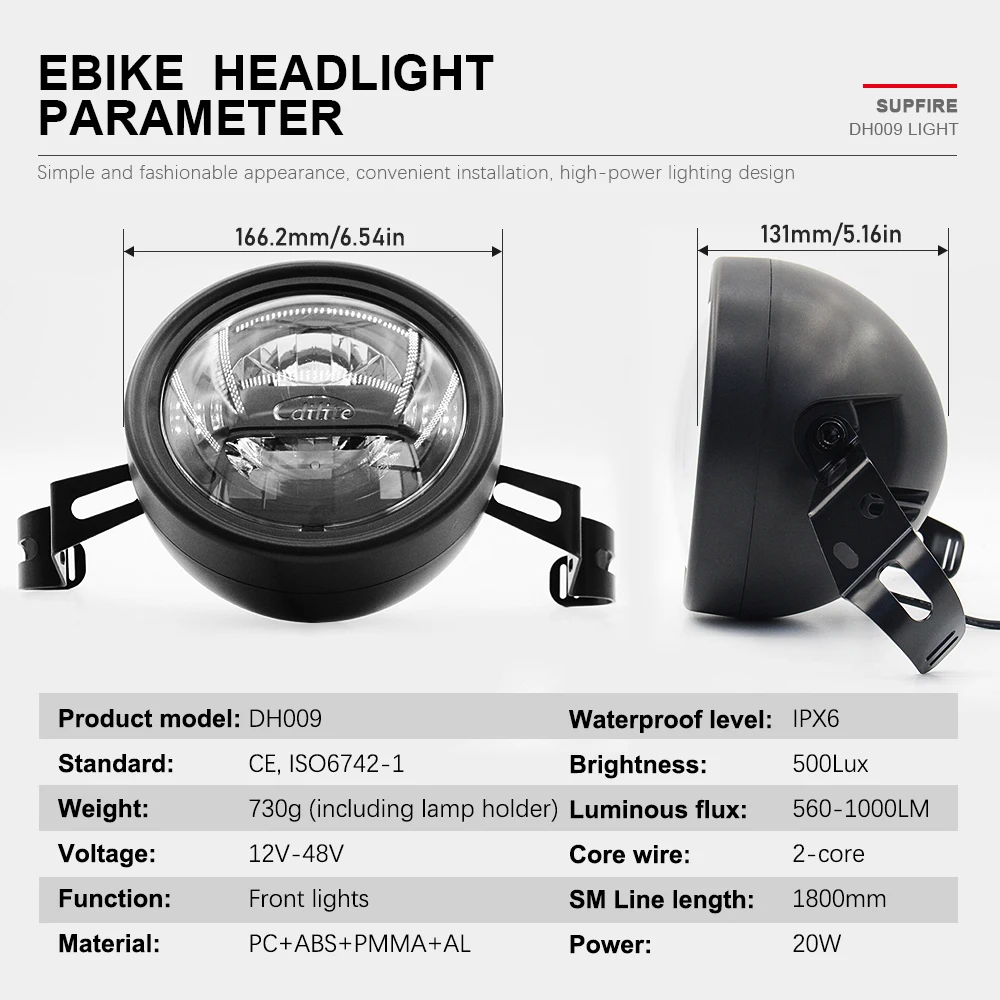 E-الدراجة العلوي DH009 12 فولت-48 فولت 2pin SM مقاوم للماء التوصيل دراجة كهربائية دراجة نارية LED الجبهة ضوء ليلة آمنة ركوب الملحقات #2