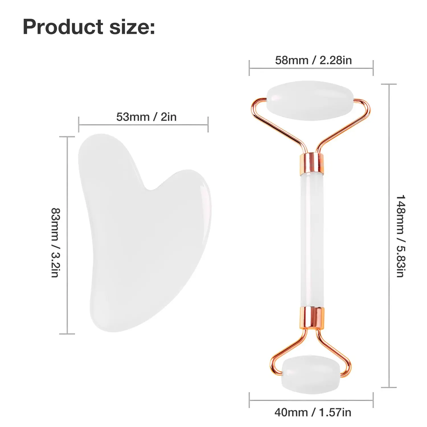 مجموعة أسطوانة غوا شا واليشم 2 في 1 - أدوات تدليك الوجه الطبيعية من Xiuyan Jade للتصريف اللمفاوي والانتفاخ ونحت البشرة