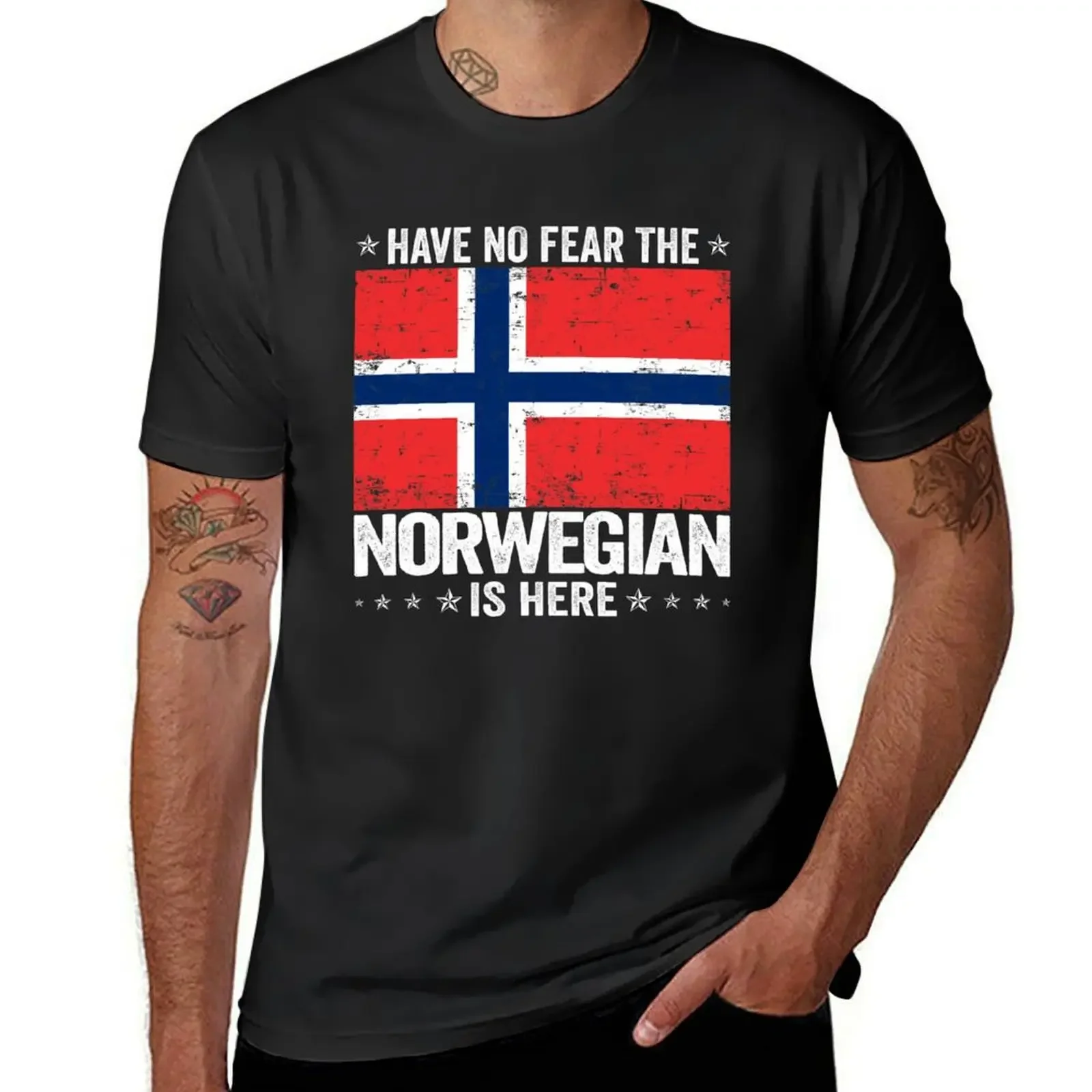 

Have No Fear The Norwegian Is Here Norway Flag Design T-Shirt customs plus sizes designer t shirt men