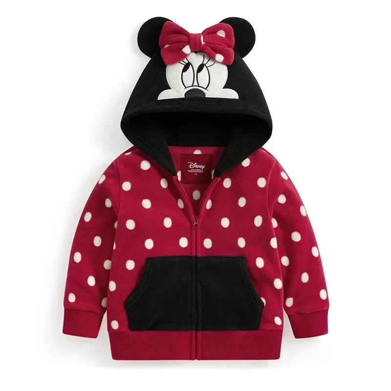 Cosplay Minnie Mickey Children's Zipper Plush Hoodie Cartoon Top Jacket Boys and Girls Spring Autumn Student Fashion Street Wear