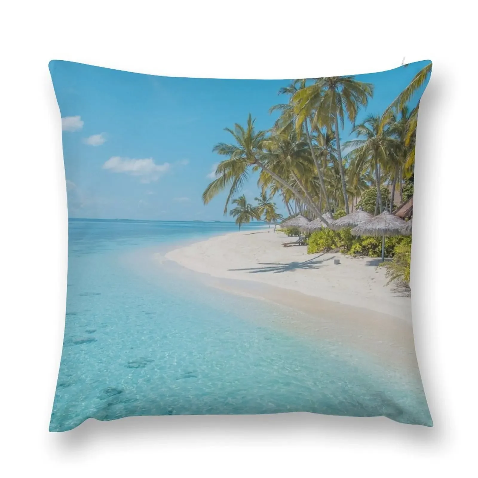 Tropical Maldives Palm Tree Beach Paradise Throw Pillow Luxury Cushion Cover Cushion Cover Set pillow