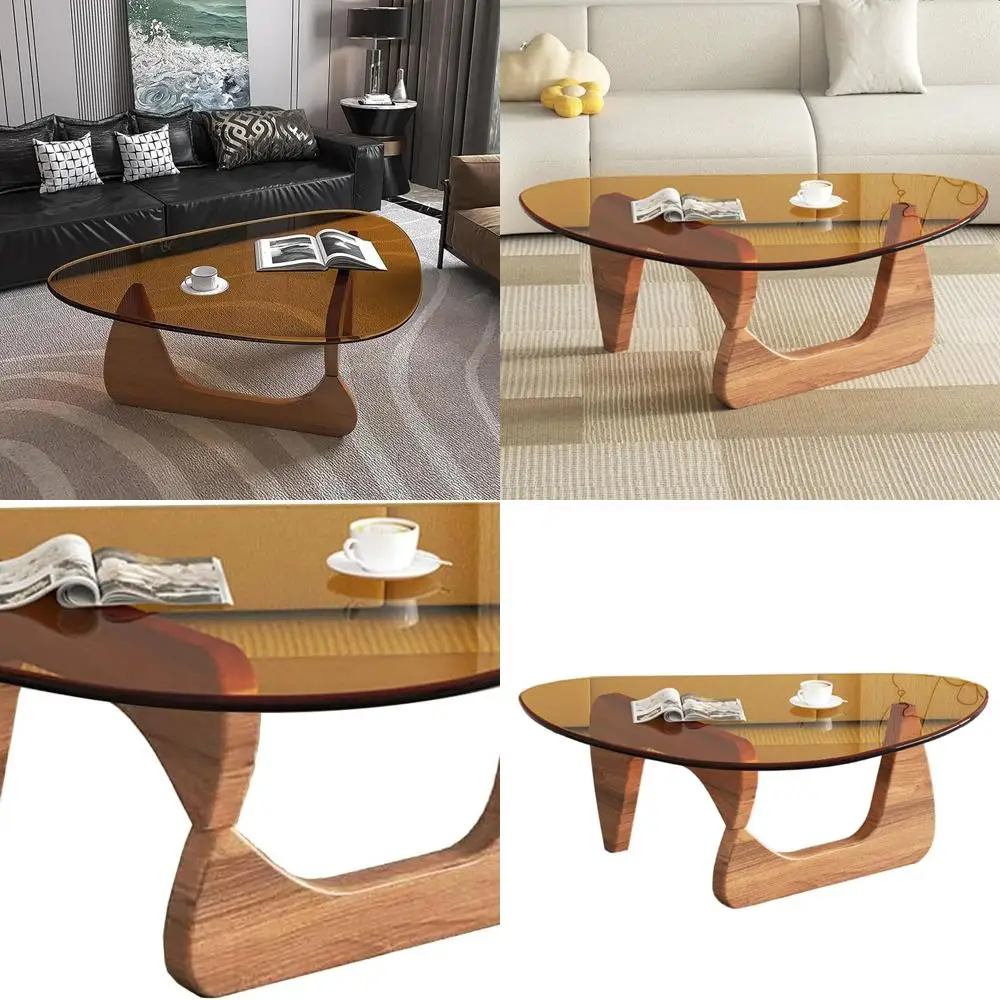 

Mid-Century Modern Walnut Brown Coffee Table, Compact Size for Living Spaces, Bedrooms, and Offices