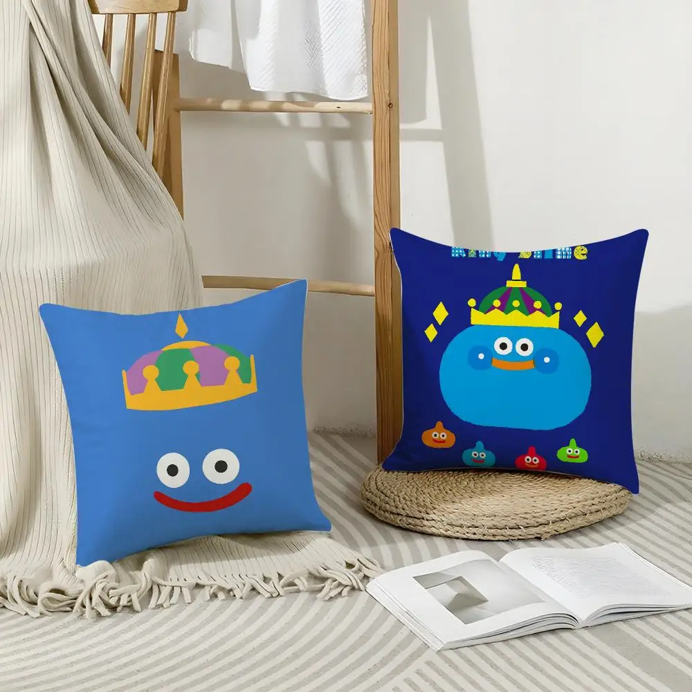 Classic Game D-Dragon QuestS Cushion Cover Short Plush Breathable Pillowcase Odorless Invisible Zipper Washable Removable