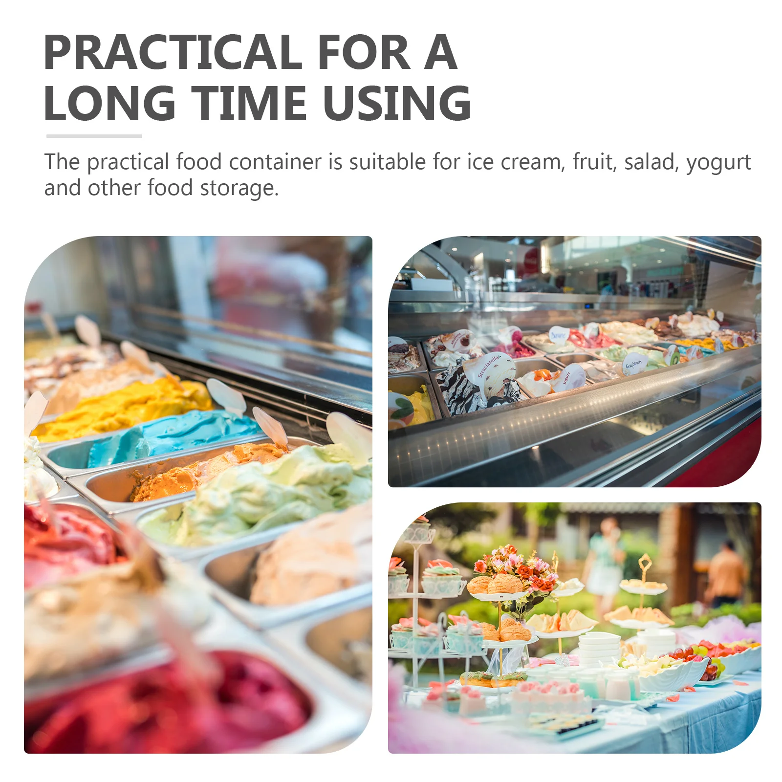 

Ice Cream Container Plastic Storage Container Yogurt Bottle Lid Home Party Dessert Fruit Salad Storage Ice Cream Bottle