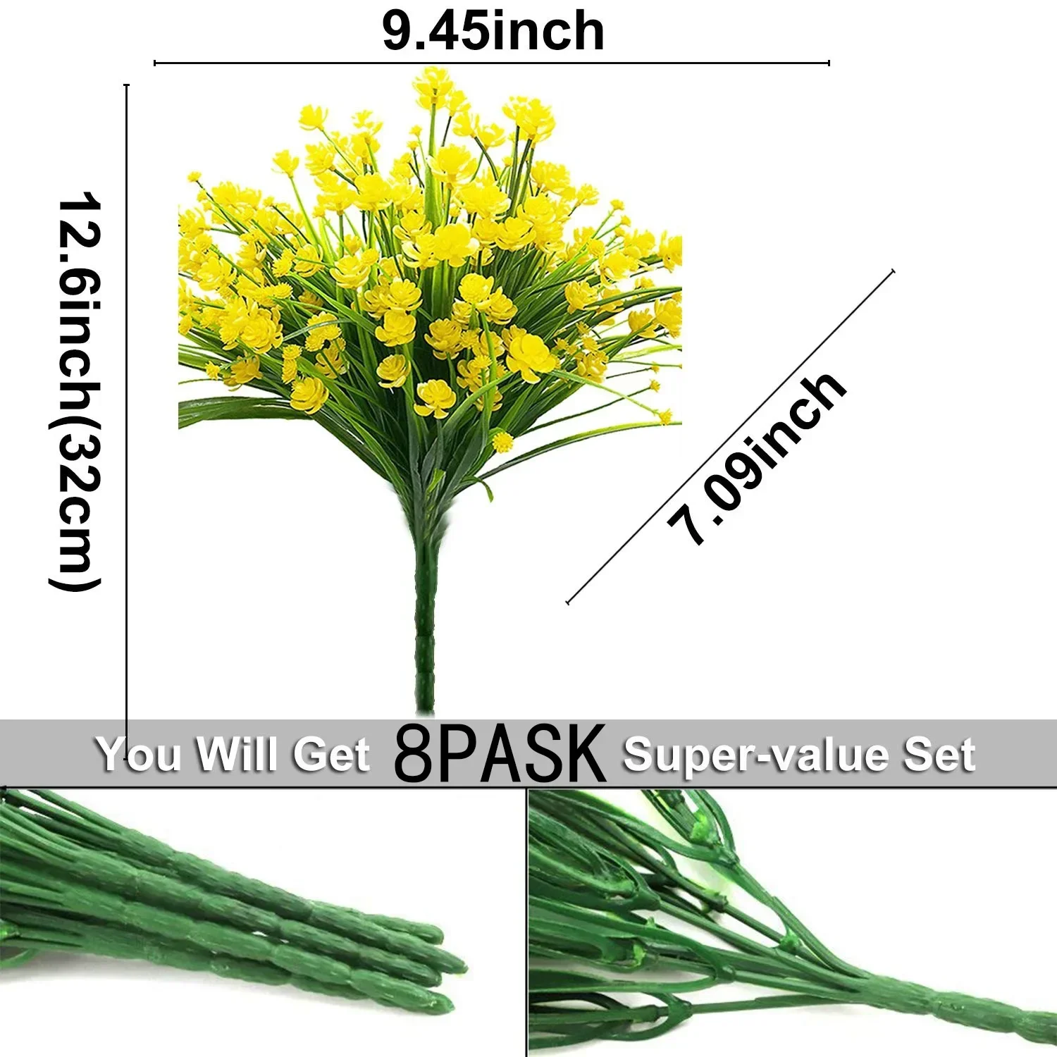 Artificial Flowers Fake Outdoor Plants UV Resistant  Plastic Shrubs, Indoor and  Decoration