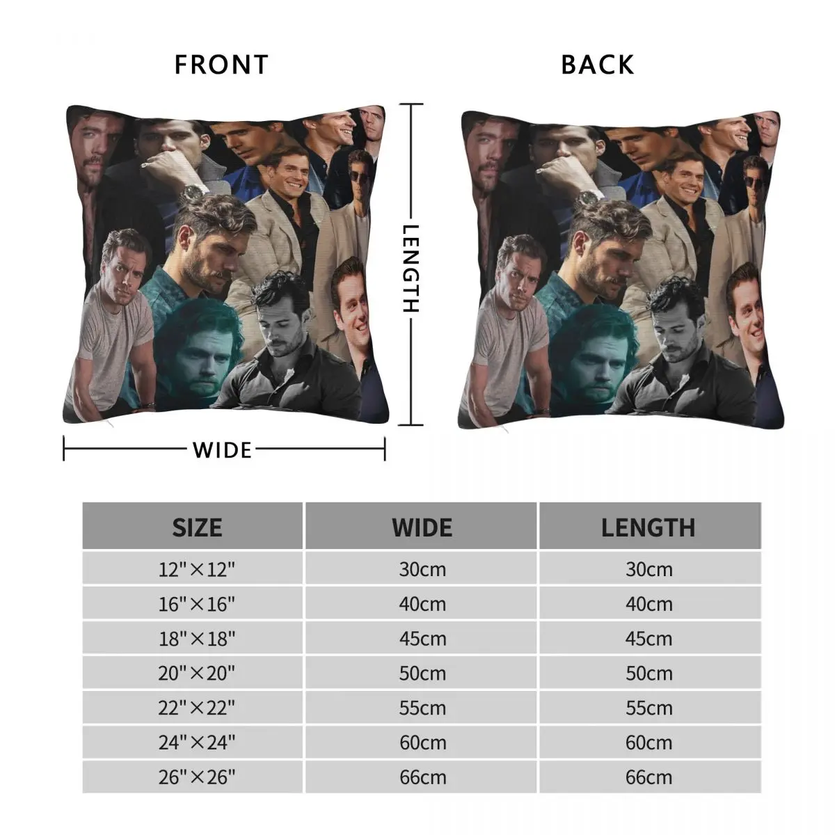 Henry Cavill Collage Square Pillowcase Polyester Linen Velvet Printed Zip Decor Throw Pillow Case Room Cushion Cover