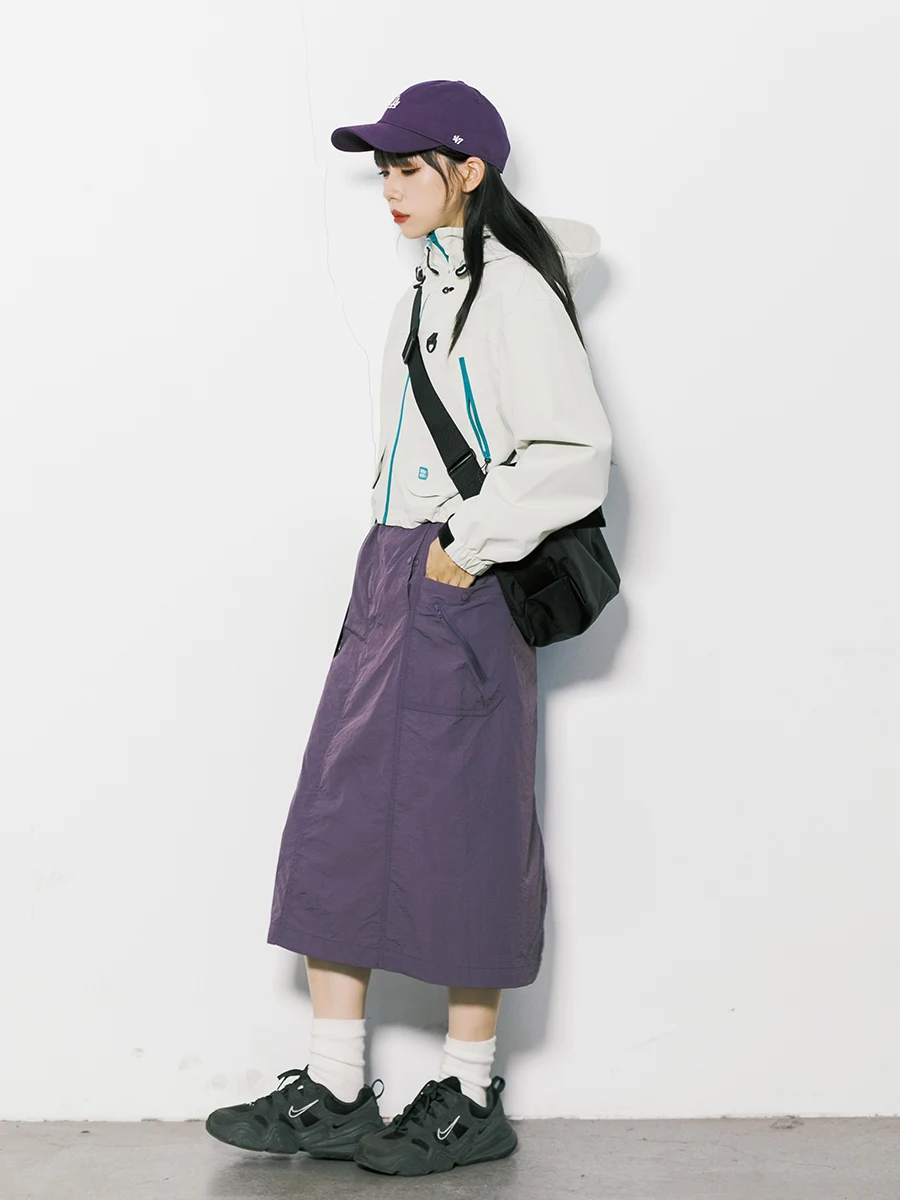 Outdoor Casual Waterproof A-Line Midi Skirt with Back Split RCDB Mountain Series Women's Camping Skirts High Waist Polyester ...