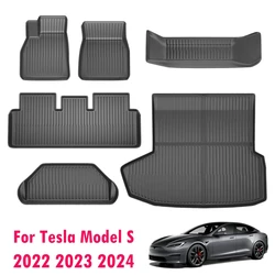 For Tesla Model S 2024 2023 TPE Floor Mats All Weather Trunk Mats Cargo Liners Waterproof Non-Slip Protective Eco-Friendly Liner