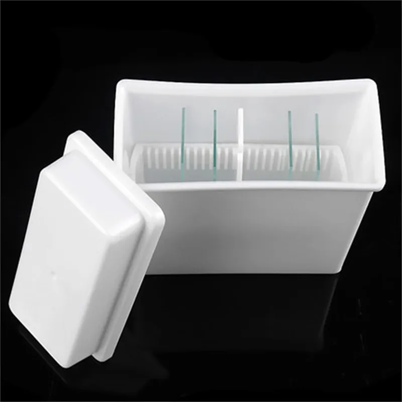 Plastic Covered 24 Slots Staining Jar Rack White for Microscope Slides; Slides Staining Rack Dish Set