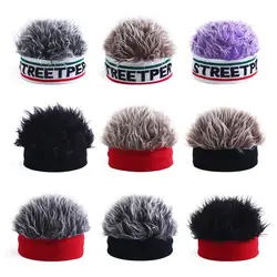 Portable Funny Kids Wig Hat Knitted Personality Beanies Cap Cool Elastic Hair Integrated Headwear Boys Girls