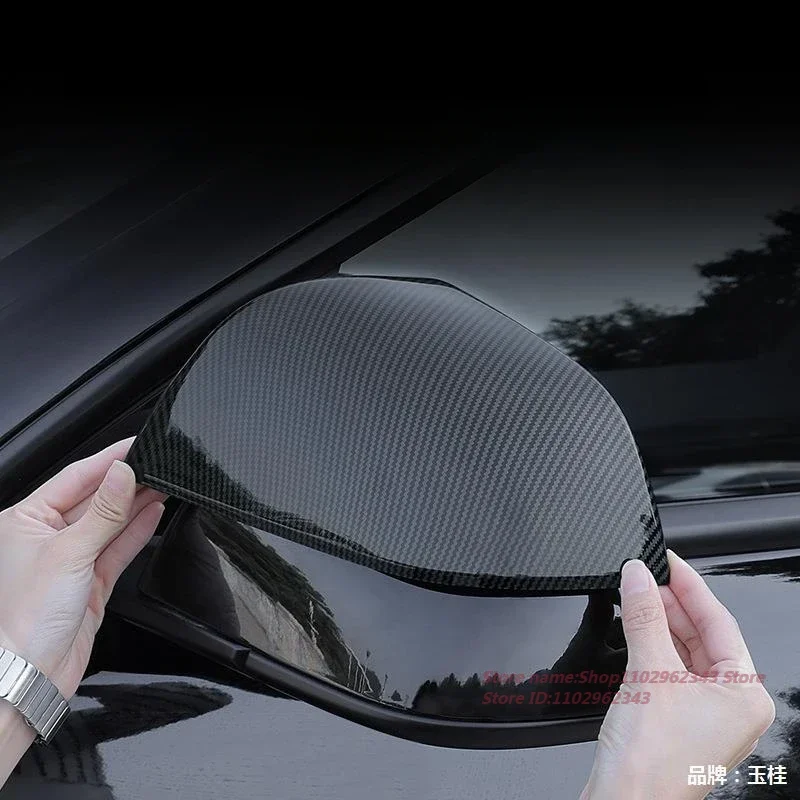 

Suitable for Tesla Model 3 Y Rearview Mirror Reverse Mirror Protection Cover Carbon Fiber Shell Car Modification Car Accessory