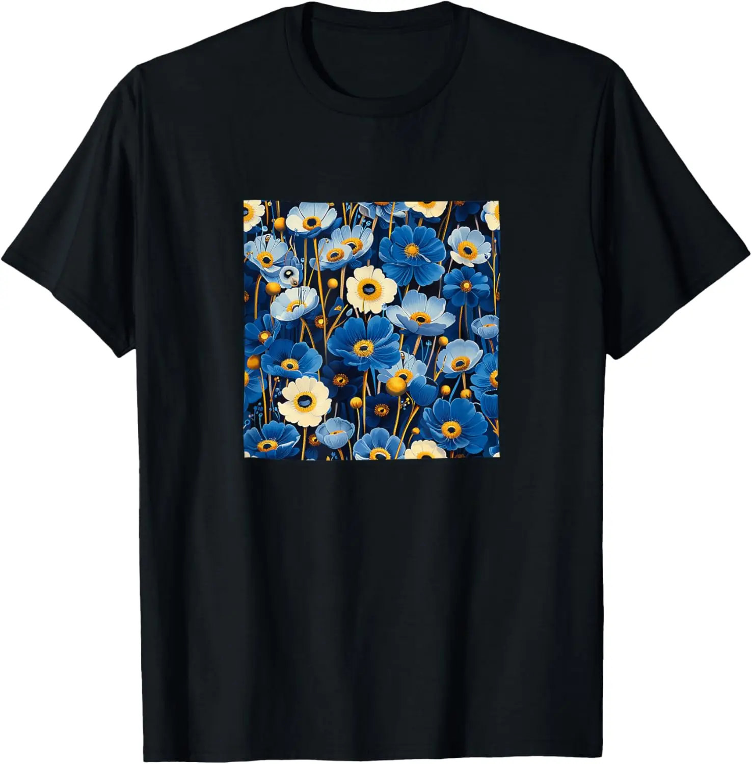 

Blue Eyed Grass Flower Pattern Graphic T-Shirt